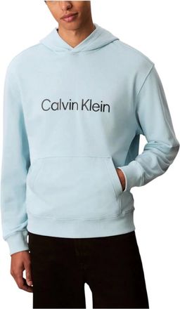 Calvin Klein Hoodies & sweatvesten, Heren, Blauw, XS, Katoen, LS EU Standard Logo Hoodie