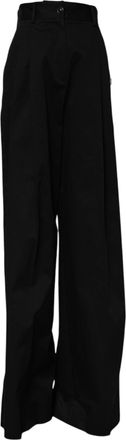 Dolce & Gabbana Womens Black Cotton Highwaist Wide Leg Pants Elastane