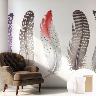 Tulup Carta Da Parati - Murale Alla Moda Decorazione - Camera Da Letto - Con Colla Gratuita Piume Decorate 250x250 Cm