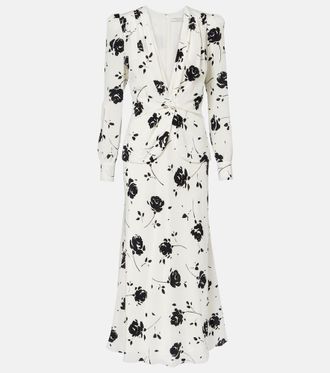 Alessandra Rich Floral silk midi dress