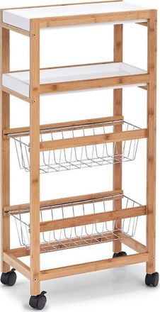 ZELLER Carro De Cocina Blanco Y Madera 40 Cm De Ancho