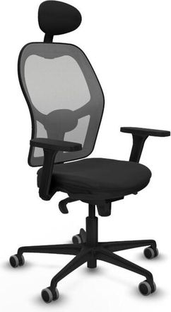 Piqueras y Crespo Piqueras Y Crespo - Jorquera Sincro Malla Gris Similpiel Negro Brazos 3d Base Nailon Cabecero Fijo Ruedas 65mm Engomada