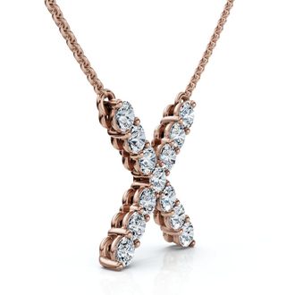 Pompeii3 1Ct Diamond Initial X Pendant 14k Gold 18 Necklace Lab Grown 5/8 Tall