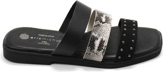 Eric Michael Womens Demi Three Strap Slide Sandals In Black