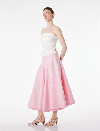 Koton A-Line Pleated Cotton Midi Skirt in Pink at Nordstrom, Size 6