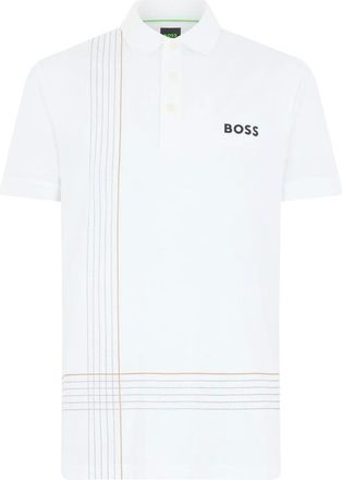 HUGO BOSS Polo Activo de Secado R&aacute;pido con Dise&ntilde;o de Cuadros - Tops - Hombre - Blanco - 2XL