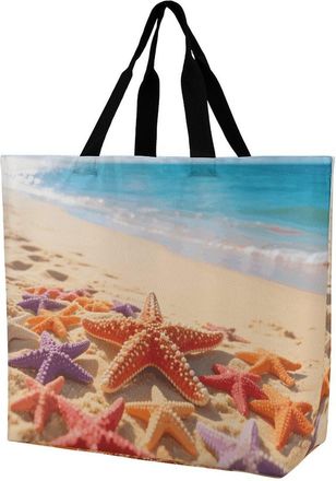 Generic Starfish And Sand Tote Bag Portable Carry Bag Waterproof Tote Bags For Work Travel Ladies