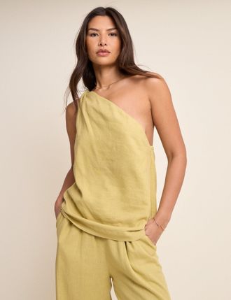 Nobody's Child Lime Green One Shoulder Twisted Top