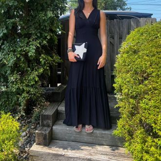 Dixie Sofie Tiered V Neck Long Dress In Black