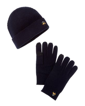 Brooks Brothers 2Pc Wool & Cashmere-Blend Hat & Gloves Set