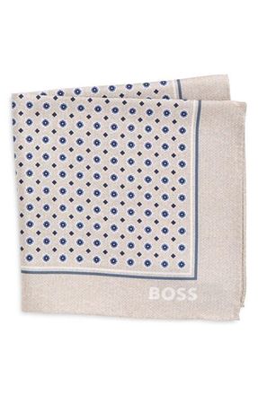 BOSS Silk Pocket Square in Open Beige at Nordstrom