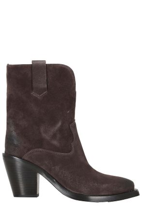 Ash Dark Brown Suede Velour Ankle Boots