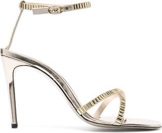 Victoria Beckham 100mm crystal-embellished sandals - women - Calf Leather/Calf Leather/glass/Calf Leather - 38.5 - Gold