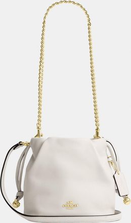 Coach Womens Faye Mini Drawstring Bag With Ruching - White Leather - One Size