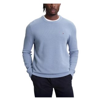 Tommy Hilfiger Round-neck Knitwear, male, Blue, Size: XS Essential Structure Crew Neck