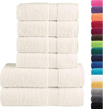 vidaXL Juego De Toallas Premium Solund 6 Unidades Crema 600 Gsm Vidaxl