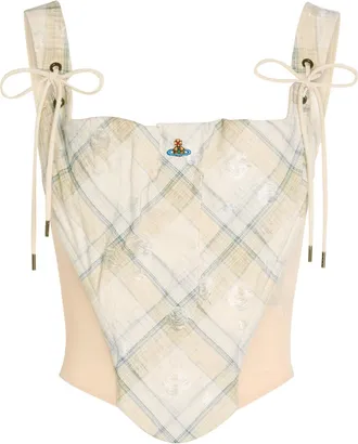 Vivienne Westwood Puppy Plaid Cotton-blend Corset - Ecru - 42 (UK10 / S)