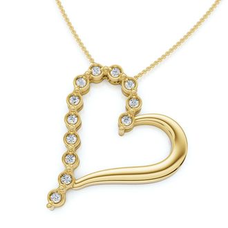 Pompeii3 Diamond Heart Pendant Gold Necklace Lab Grown 18