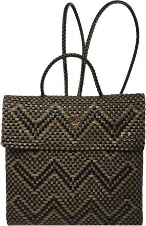 Lola's Bag Womens Medium Handmade Chevron Backpack In Black/gold