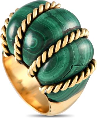 Seaman Schepps 18K Yellow Gold Malachite Cocktail Ring SS02-072524