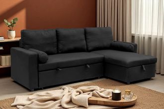 Outdoor Living Manhattan Black 3 Seat Corner Sofa Bed Set - Left or Right