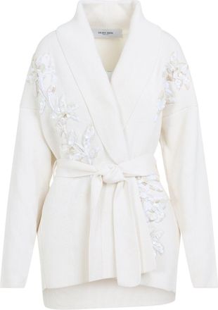 Golden Goose White Belted Knit Cotton Cardigan-Donna