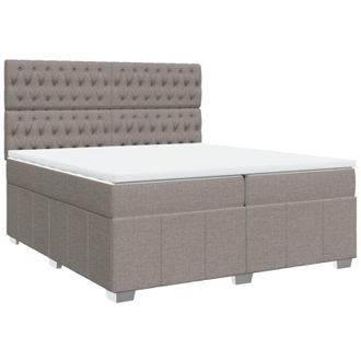 vidaXL Cama Box Spring Con Colch&oacute;n Tela Gris Taupe 200x200 Cm Vidaxl