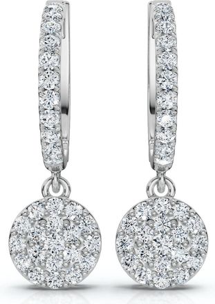 Pompeii3 3/4Ct Drop Dangle Hoop Earrings 14k Gold Lab Grown EF/VS