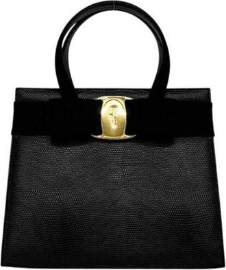 Ferragamo Pre-owned Embossed Leather Handbag - Dames - Vintage Handtas - Zwart - ONE Size - Leer - Vintage