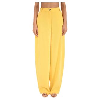 Elisabetta Franchi Wide Trousers, female, Yellow, Size: 2XL Wide Trousers