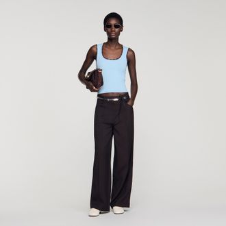 Sandro Crochet detail knit top