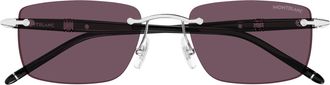 Montblanc Mb0344s Rimless Rectangular Sunglasses with Black Temples
