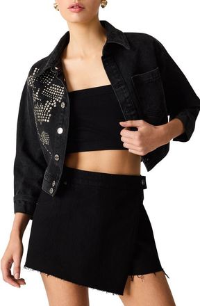 Steve Madden Dove Studded Cropped Jacket in Washed Black at Nordstrom, Size X-Large