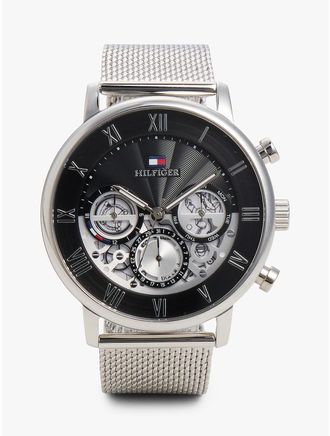 Tommy Hilfiger Mens 44MM Mesh Bracelet Chronograph Watch - Black