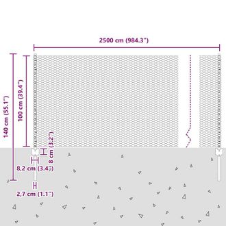 Berkfield Home Durable Garden Fence Set Set of 2 Galvanised steel in Silver