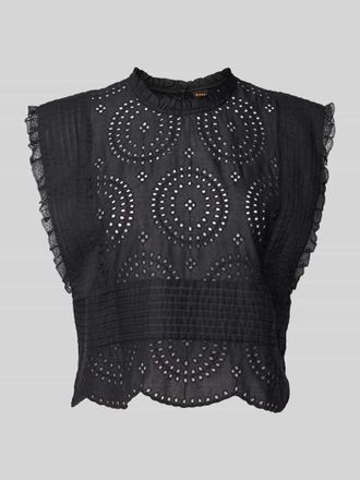 Boss Orange by Hugo Boss BOSS Orange Blusentop mit Lochmuster Modell Bredy in Black, Größe 38