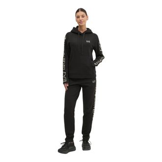 Emporio Armani Logo Trainingspak in Jersey met Hoodie en Jogger Broek - Dames - Trainingspakken - Zwart - XS - Tweed - Fitness