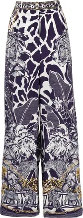 Camilla graphic-print wide-leg trousers - women - Silk - S - Blue