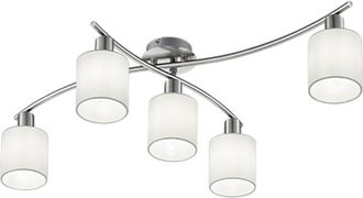 Trio Garda Niquel Plaf&oacute;n 5 Pantallas Tela Blanca L75 Cm Trio Lighting