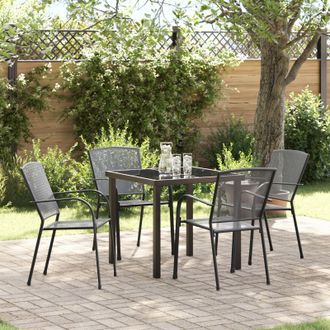 Berkfield Home 5 Piece Garden Dining Set Anthracite Steel