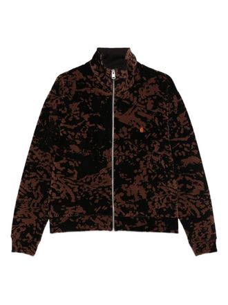 Études Studio abstract-print zip-up jacket - men - Polyamide/Polyester/Organic Cotton/Elastane - M - Brown