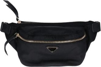 Prada Pre-owned Belt Bags, female, Black, Size: ONE SIZE Pre-owned Re-Nylon Saffiano Leather Belt Bag
