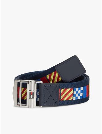 Tommy Hilfiger Mens Tommy Jeans Sailing Flag Webbing Belt - Navy - 40