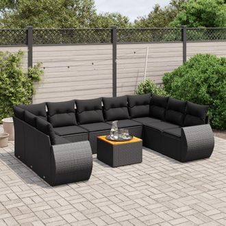vidaXL Vidaxl - Set Divani Da Giardino 10pz Con Cuscini In Polyrattan Nero