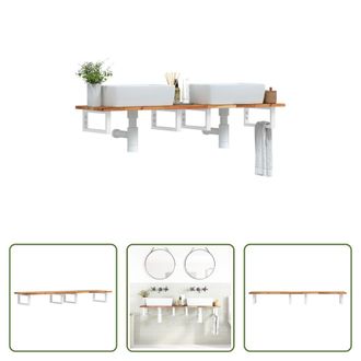 vidaXL Vidaxl Estante De Lavabo De Pared Acero Y Madera Maciza De Acacia
