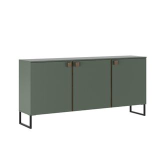 Oresteluchetta Aparador 3 puertas verde gris y nogal con patas negras, 90x184x40