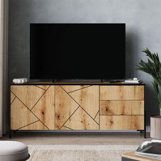 Vicco Mueble Bajo Para Tv Hatto, Roble, 150 X 60 Cm Con Puertas Y Cajones, Vicco