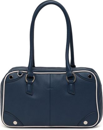 Hammitt Medium Meredith Leather Shoulder Bag in Nautical Navy/Silver at Nordstrom
