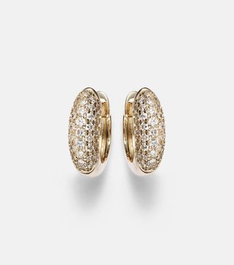 Sydney Evan Puffy 14kt gold hoop earrings with diamonds