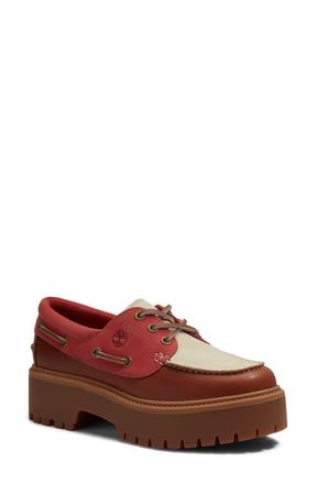Timberland Stone Street Platform Boat Shoe in Rust Full Grain Medium Red at Nordstrom, Size 9.5